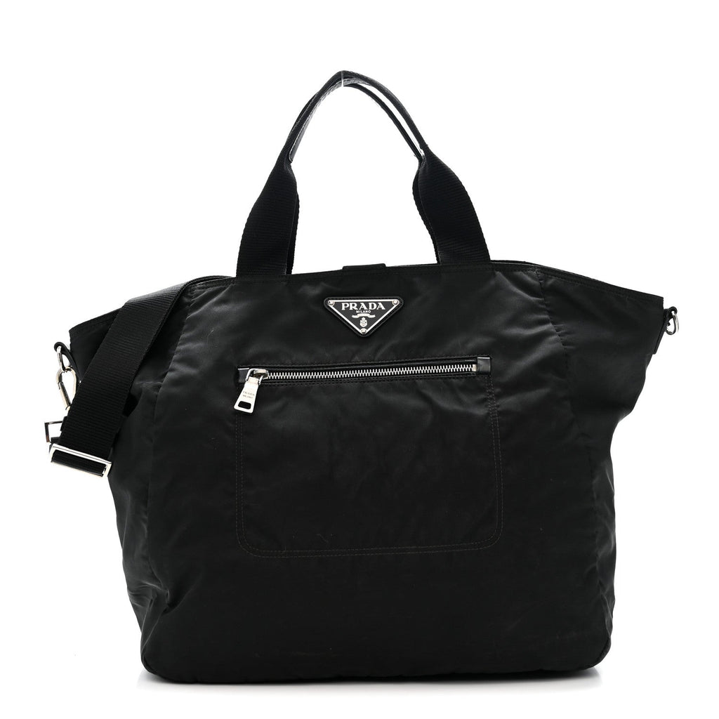Tessuto Nylon Zip Convertible Tote Black