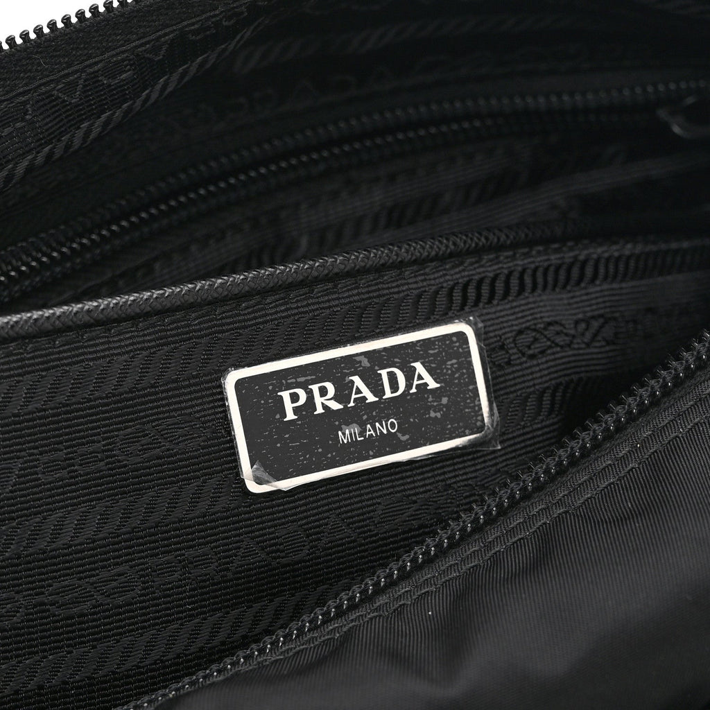 Re-Nylon Vela Saffiano Pocket Double Zip Messenger Bag Black
