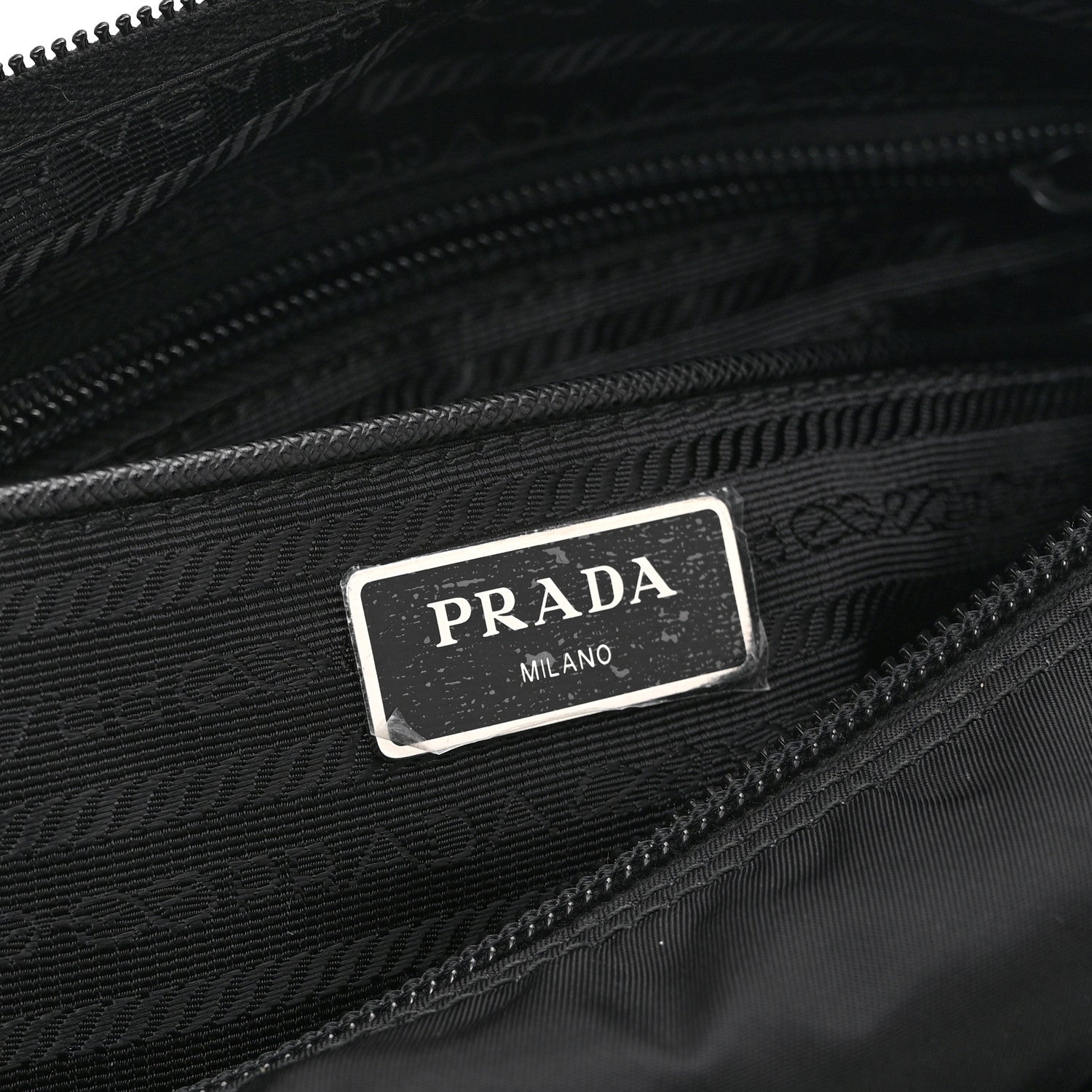 Re-Nylon Vela Saffiano Pocket Double Zip Messenger Bag Black