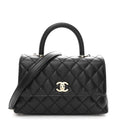 Caviar Quilted Mini Coco Handle Flap Black