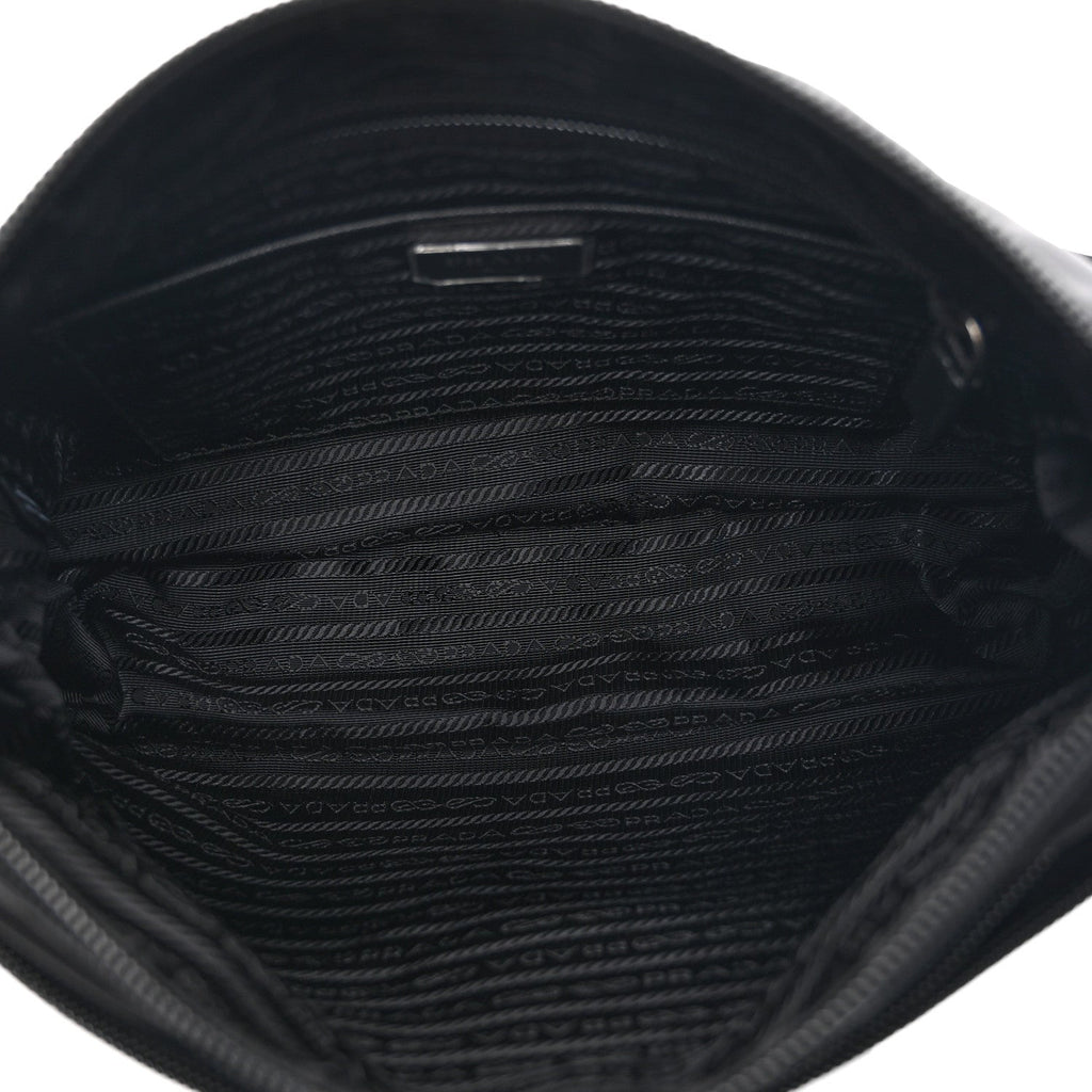Re-Nylon Vela Saffiano Pocket Double Zip Messenger Bag Black