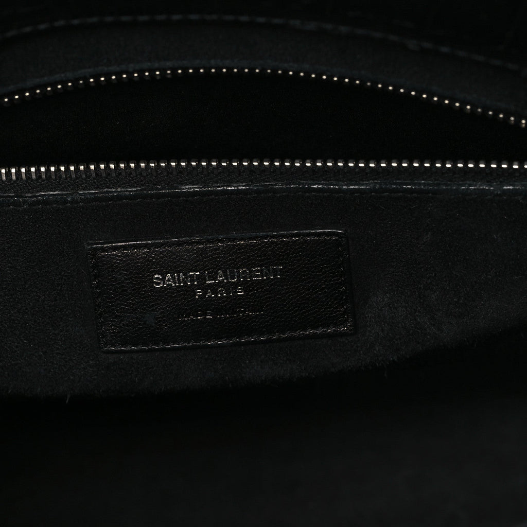 Calfskin Crocodile Embossed Large Sac De Jour Carryall Black