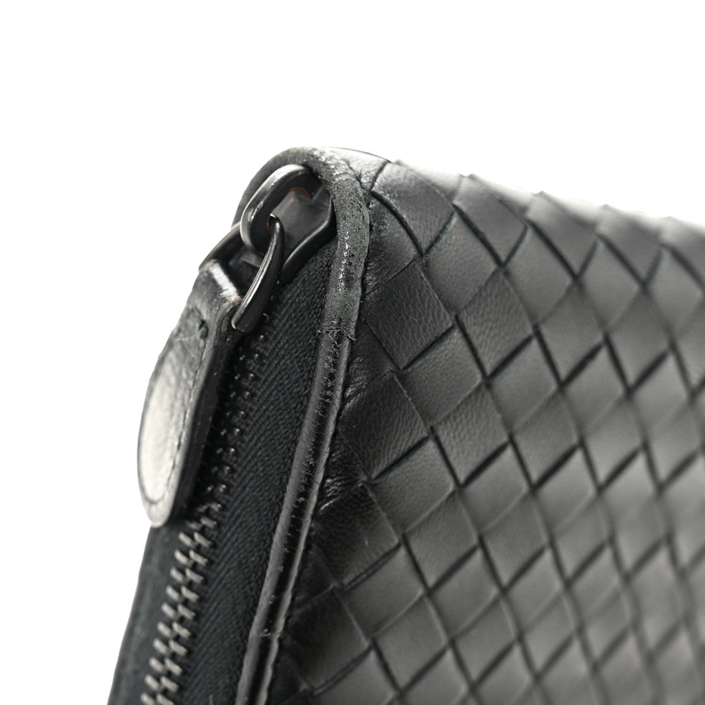 Nappa Intrecciato Zip Around Wallet Black