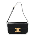 Shiny Calfskin Triomphe Shoulder Bag Black