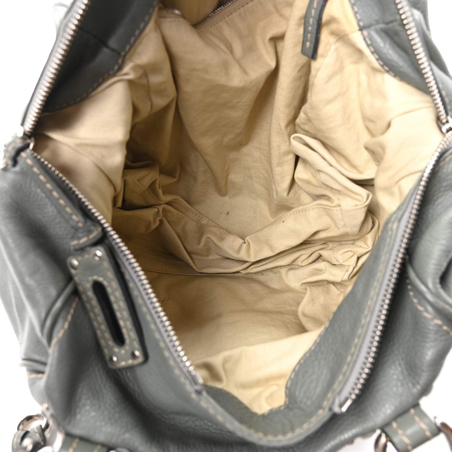 Calfskin Paddington Front Pocket Tote Gris Vert
