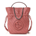 Sakai Be Green Calfskin Diagonal Stitched Mini Blondie Bucket Bag Pink