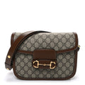 GG Supreme Monogram Horsebit 1955 Shoulder Bag Beige Brown Sugar