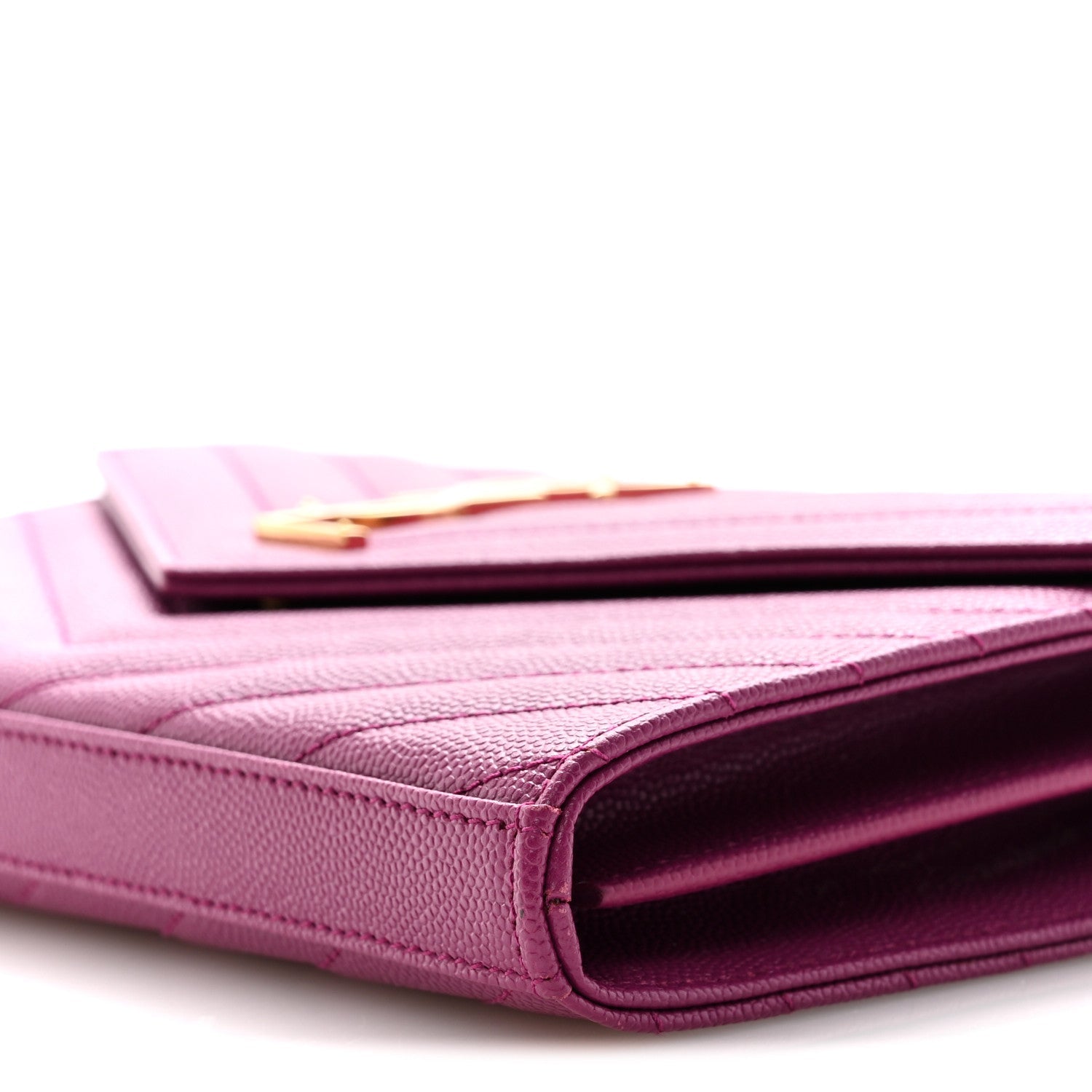 Grain De Poudre Matelasse Chevron Monogram Chain Wallet Dark Grape