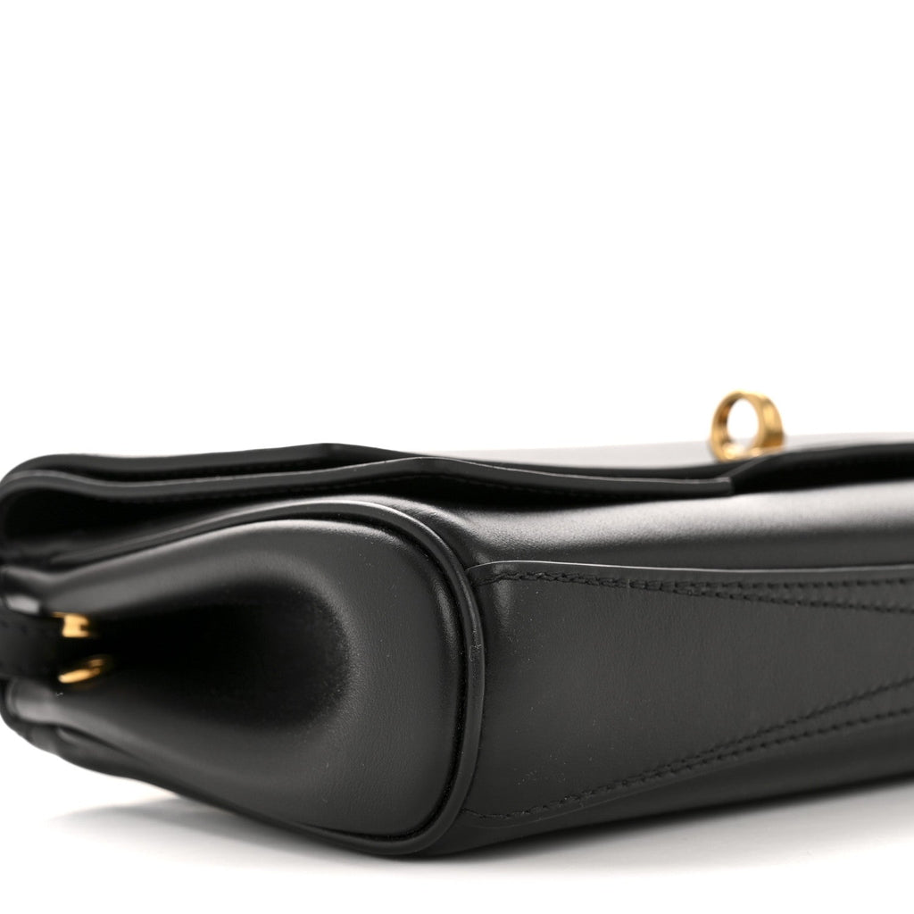 Smooth Calfskin Small Bel Air Clutch On Strap Black