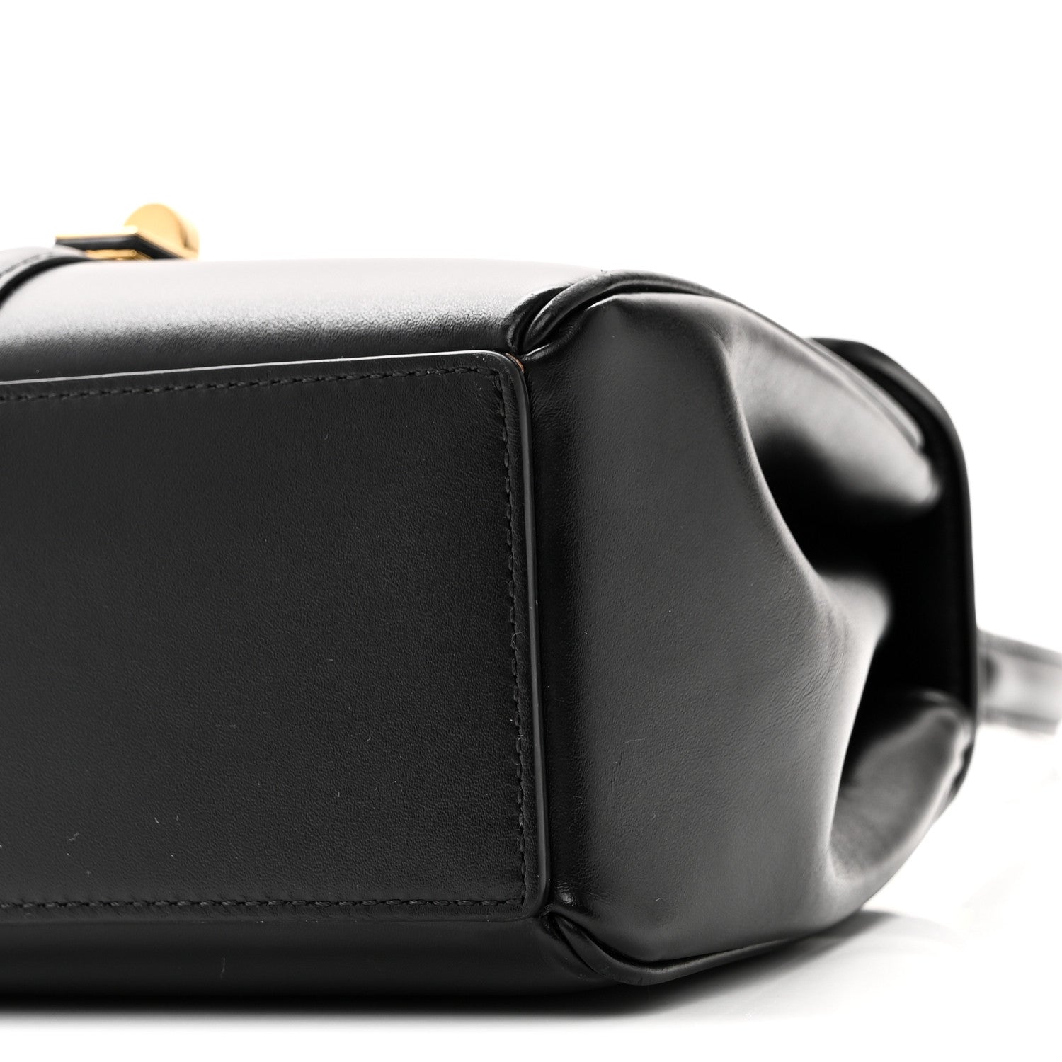 Satinated Calfskin Mini 16 Top Handle Bag Black