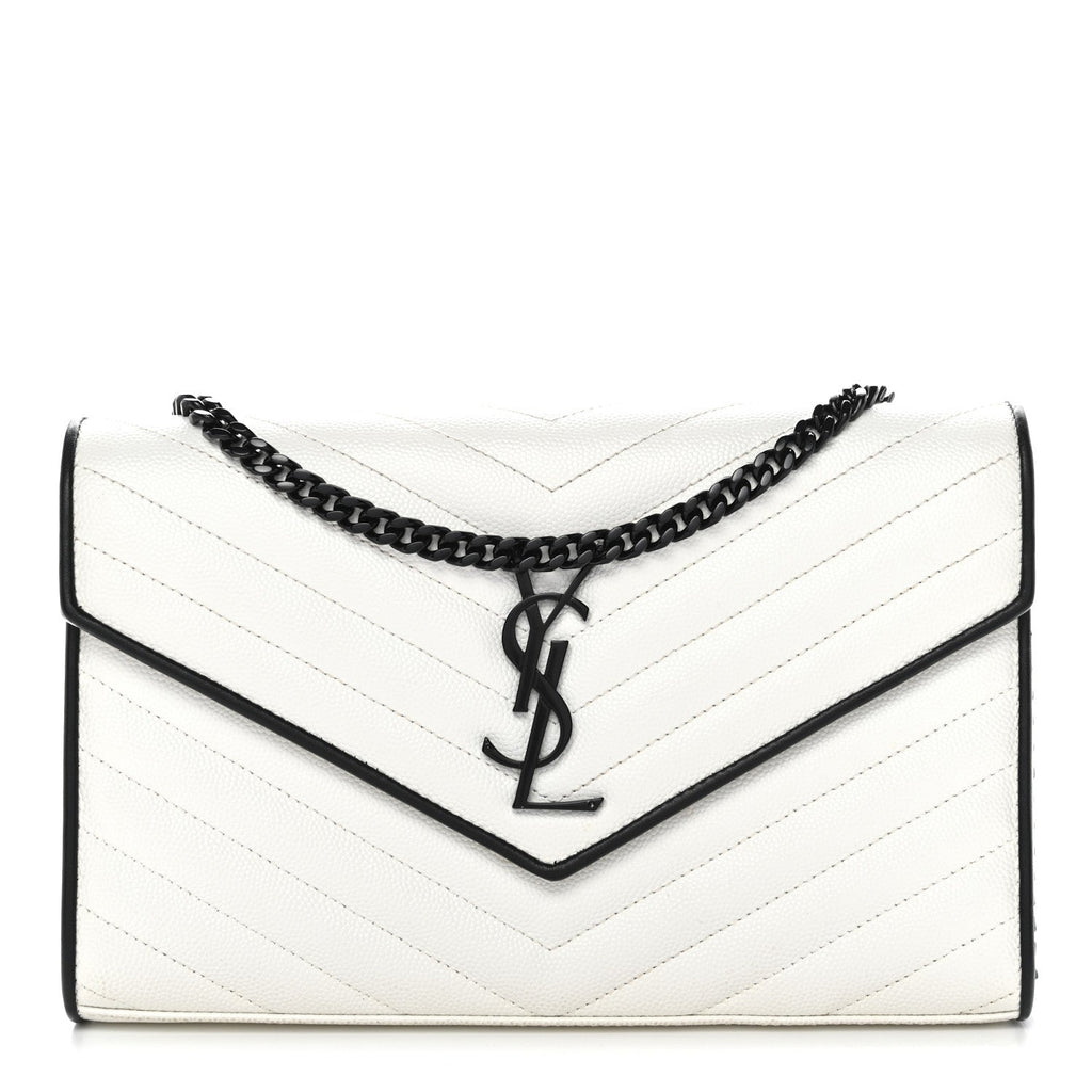 Grain De Poudre Matelasse Monogram Chain Wallet White Black