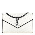 Grain De Poudre Matelasse Monogram Chain Wallet White Black