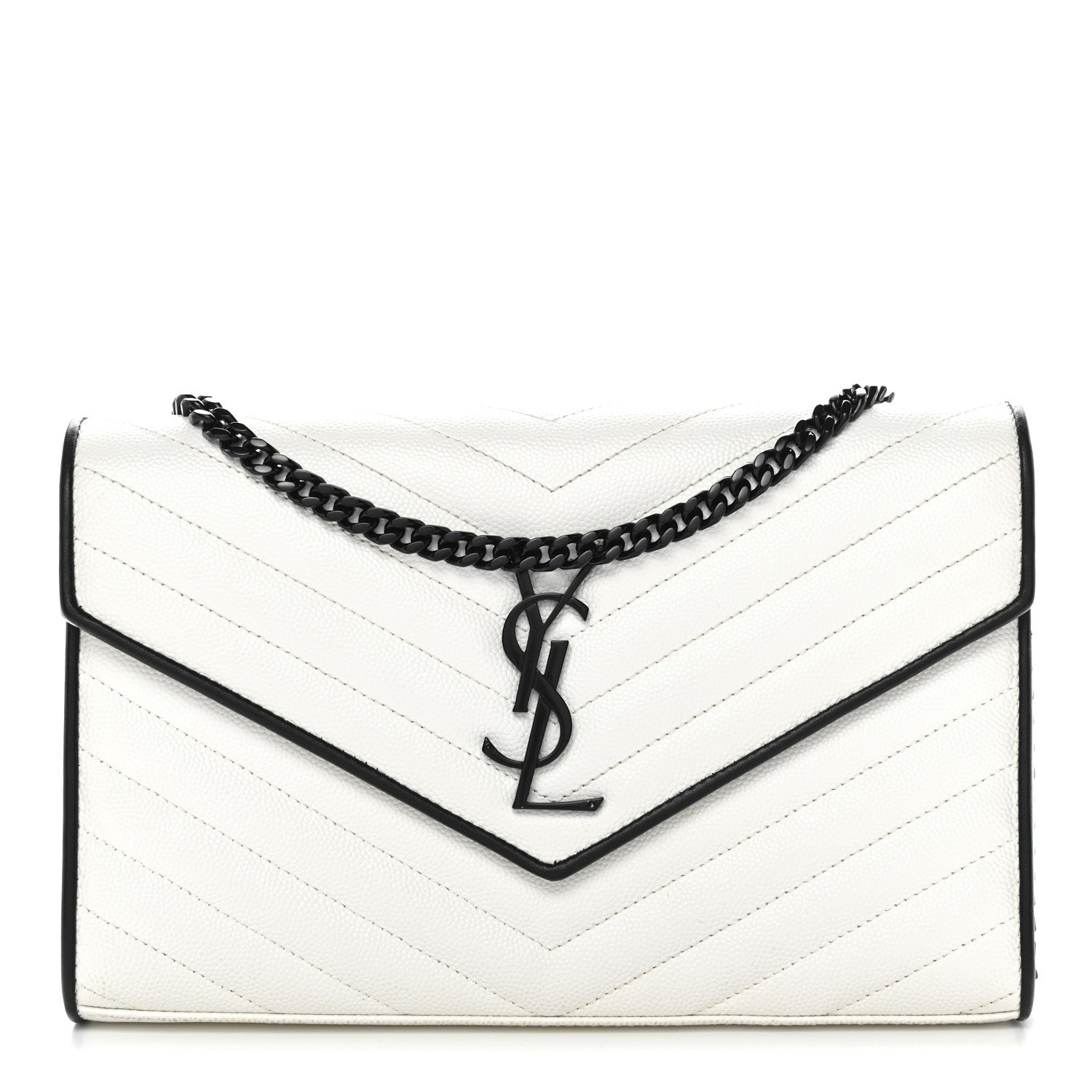 Grain De Poudre Matelasse Monogram Chain Wallet White Black