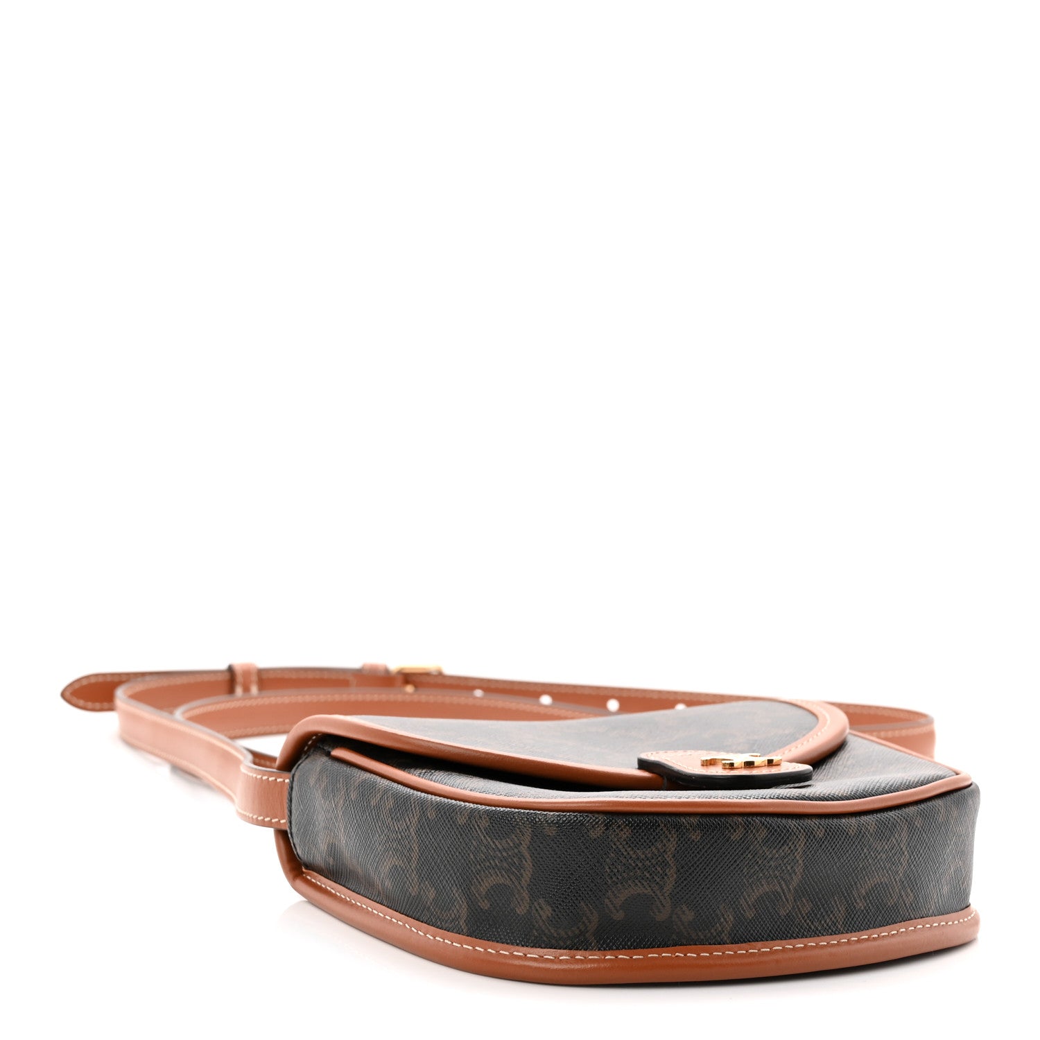 Canvas Calfskin Triomphe Mini Besace Tan