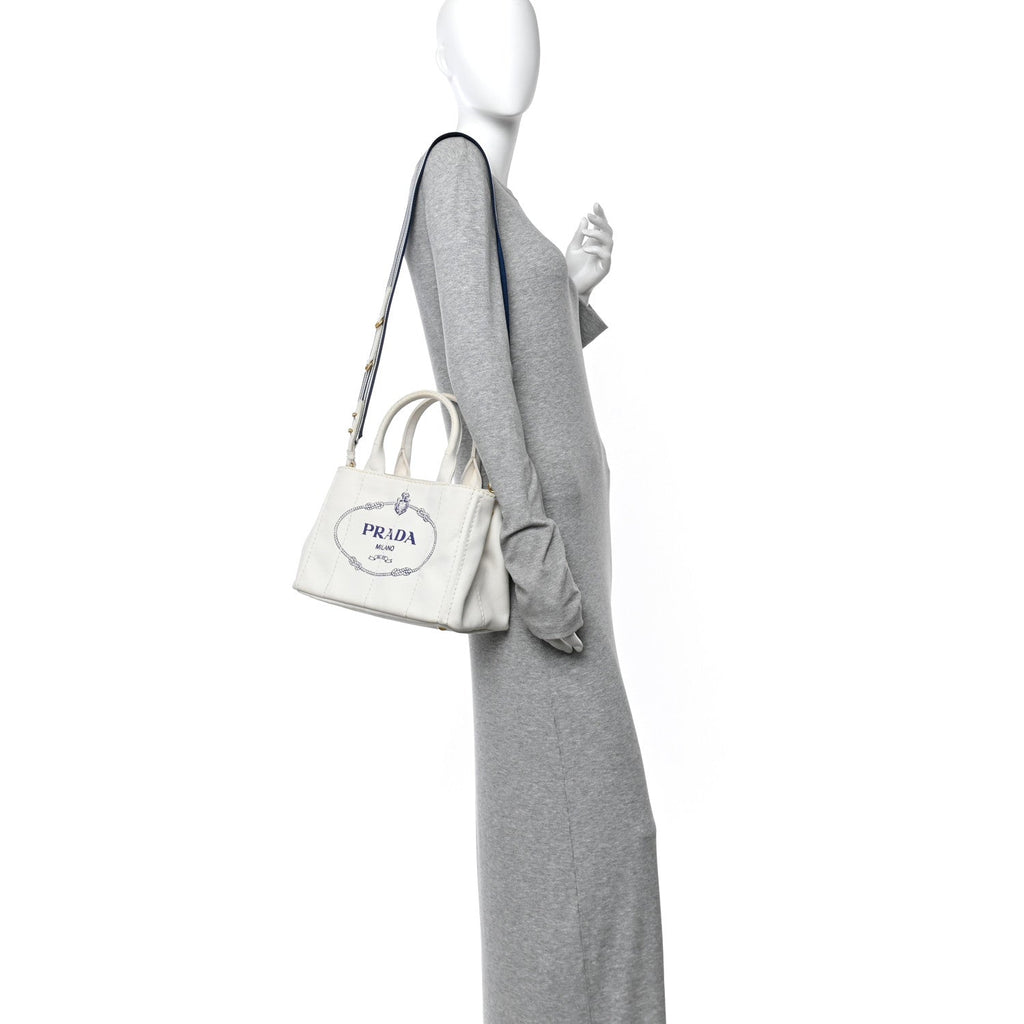 Canapa Small Logo Tote Bianco Blue