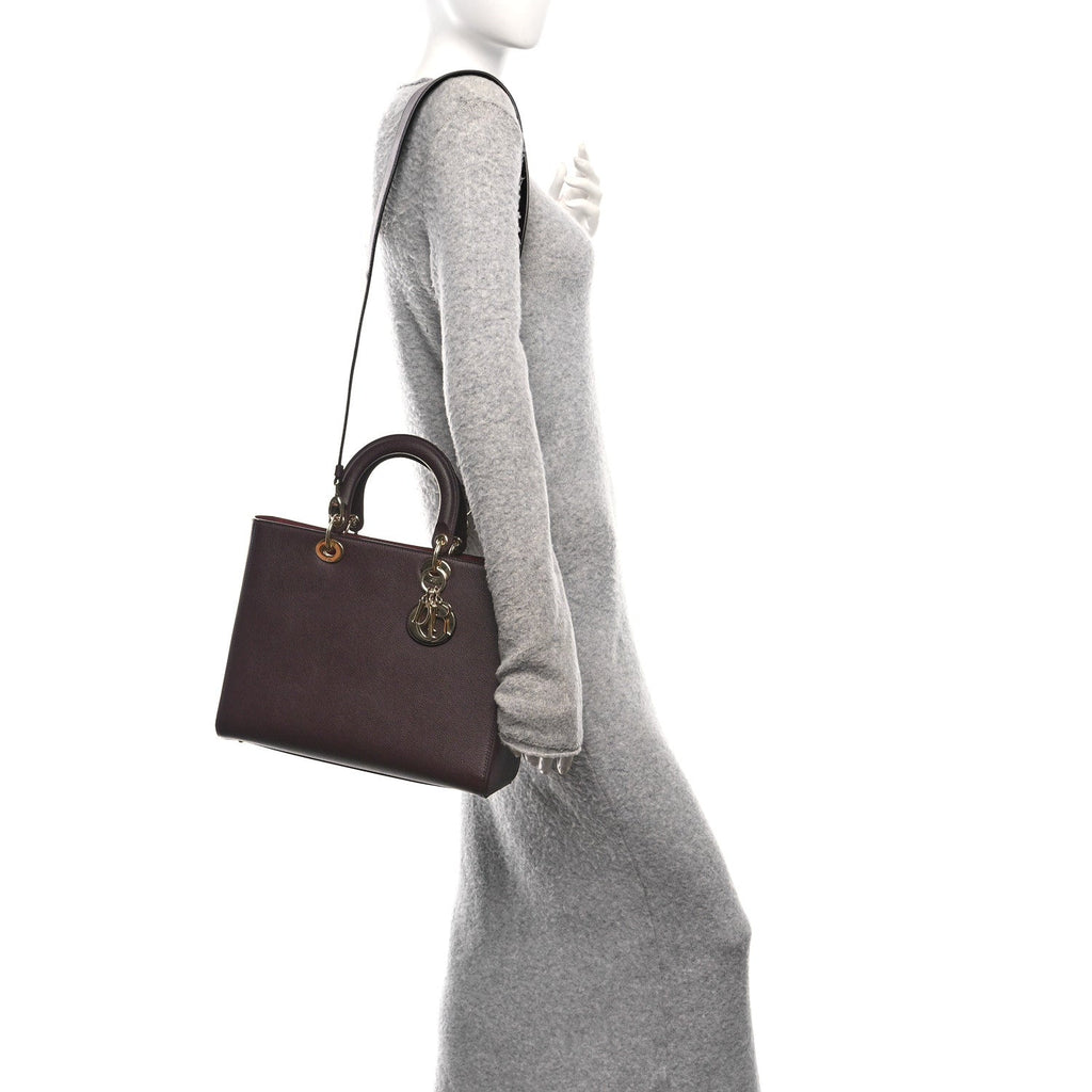 Grained Calfskin Large Lady Dior Burgundy