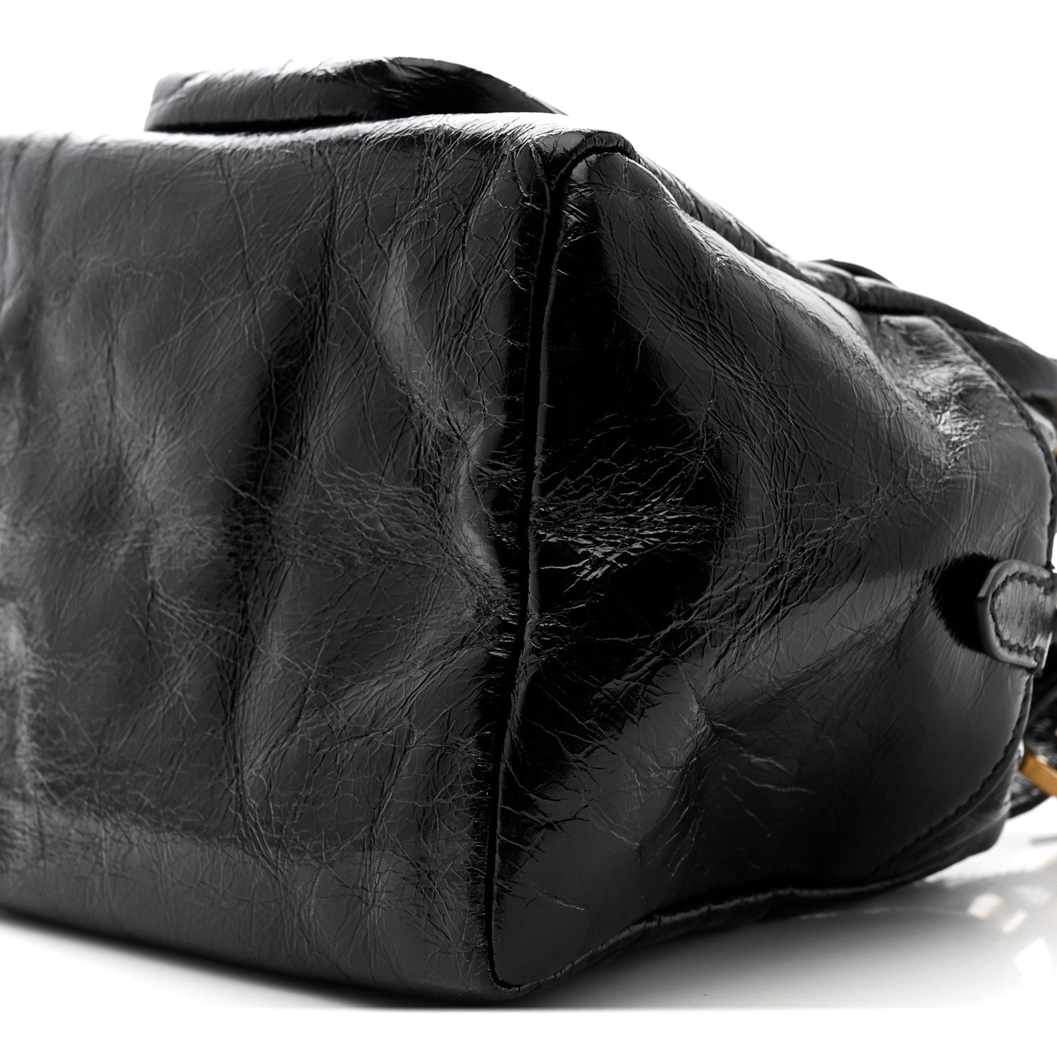 Glossy Calfskin Mini Dangle Shoulder Bag Black