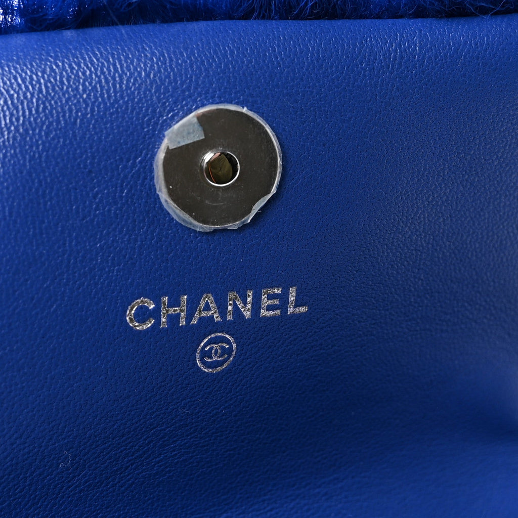 Shearling Lambskin CC Hook  Holder Blue