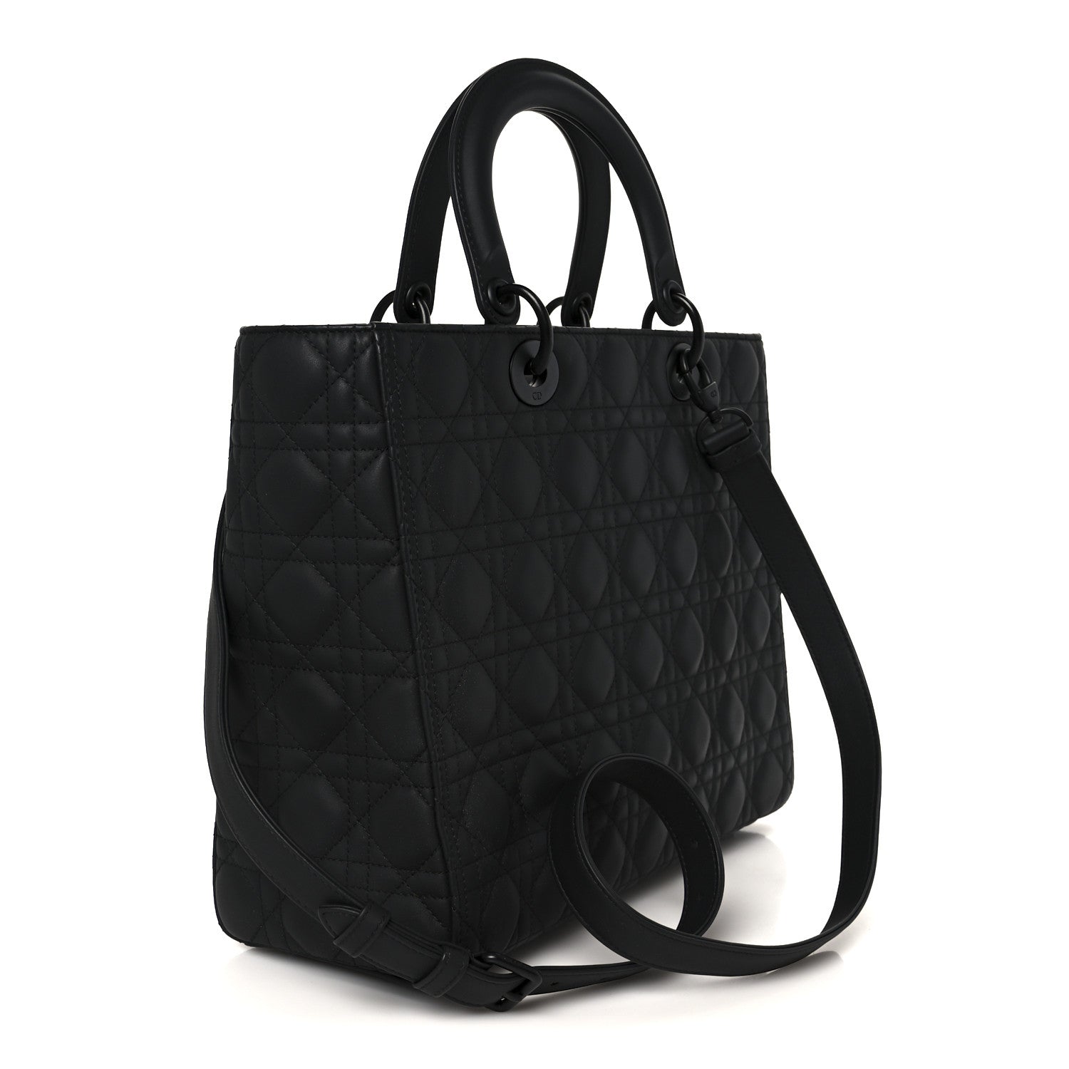 Ultra Matte Calfskin Cannage Large Lady Dior Black