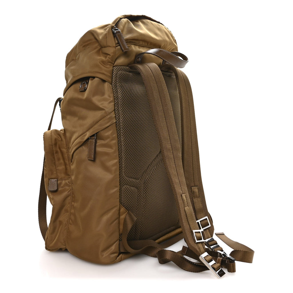Re-Nylon Saffiano Mens Harness Strap Backpack Tabacco