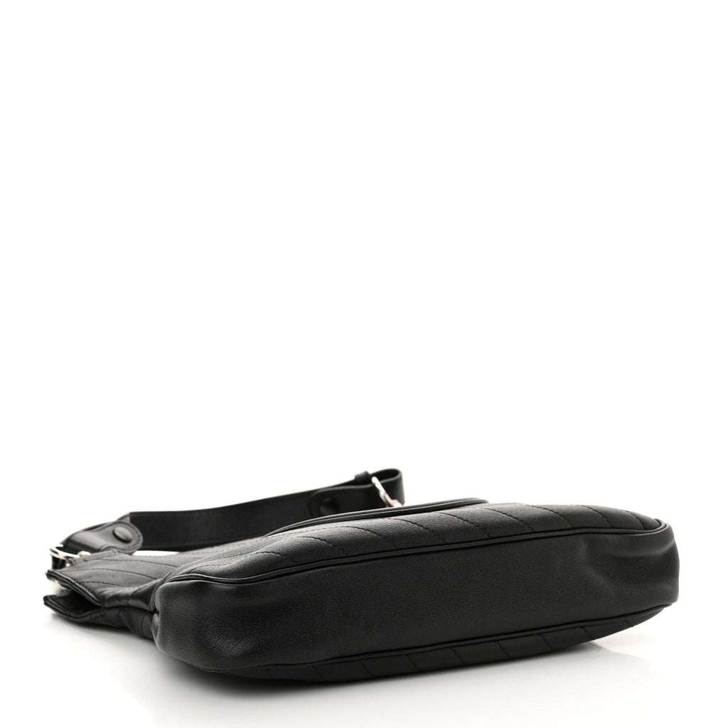Sakai Be Green Calfskin Diagonal Stitched Small Blondie Tote Black