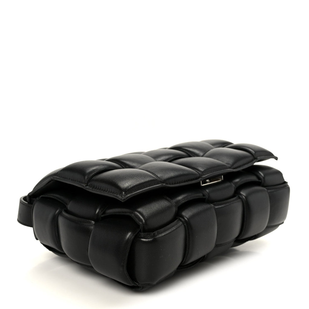 Nappa Maxi Intreccio Padded Cassette Crossbody Bag Black