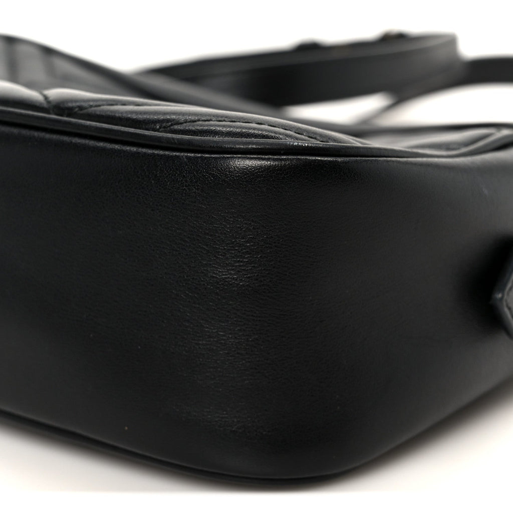 Calfskin Matelasse Small GG Marmont Chain Shoulder Bag Black