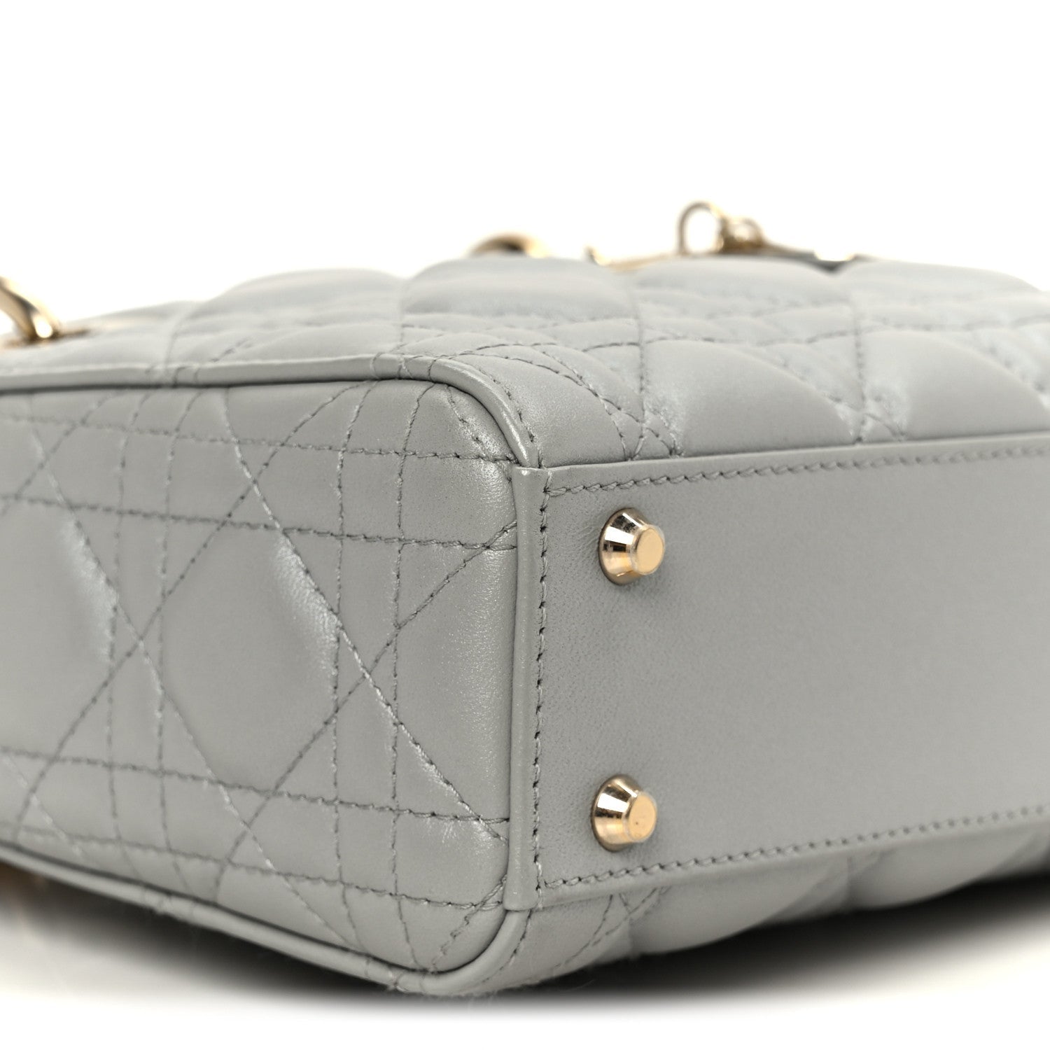 Lambskin Cannage Mini Lady Dior Gray Opaline