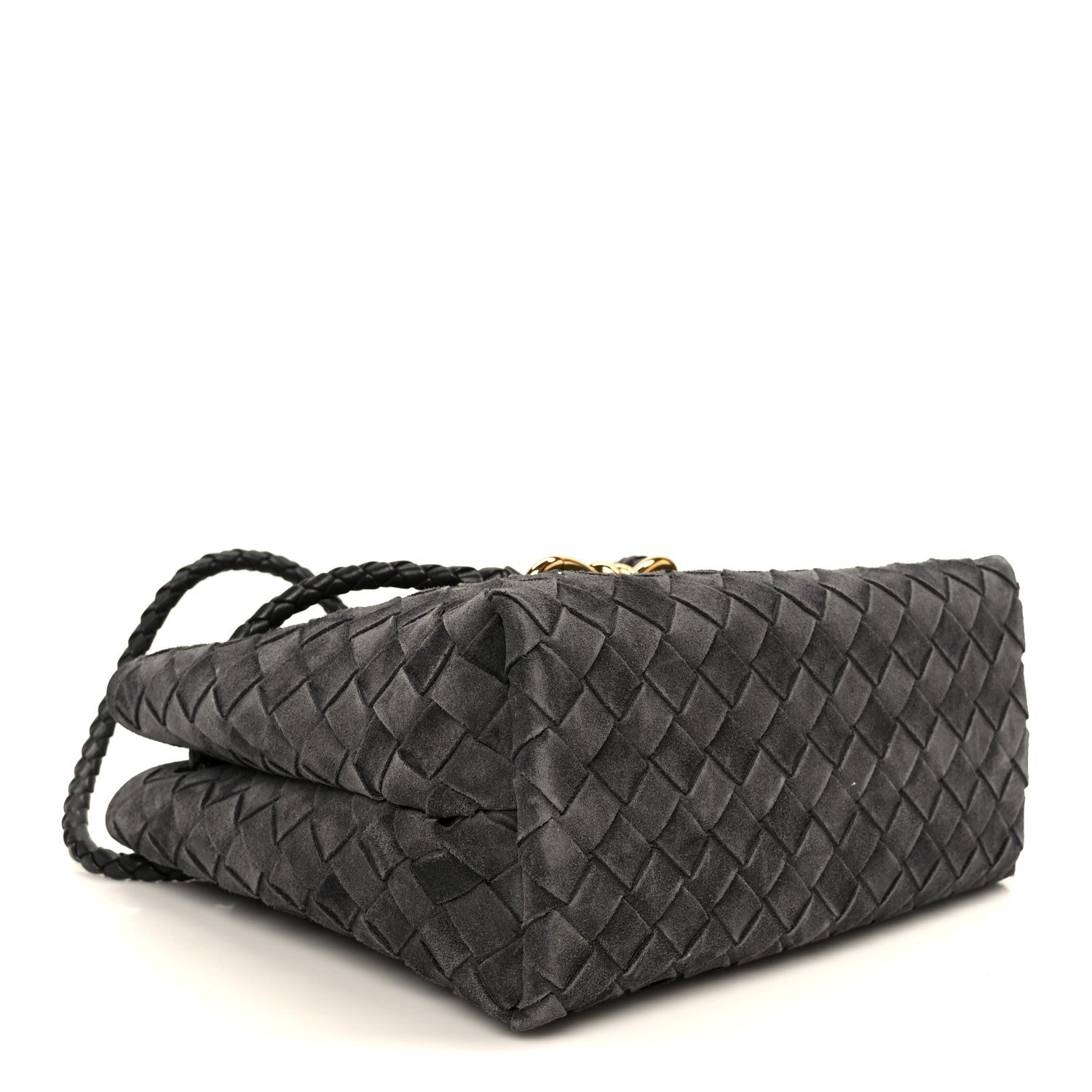 Suede Intrecciato Small Andiamo Shoulder Bag Graphite