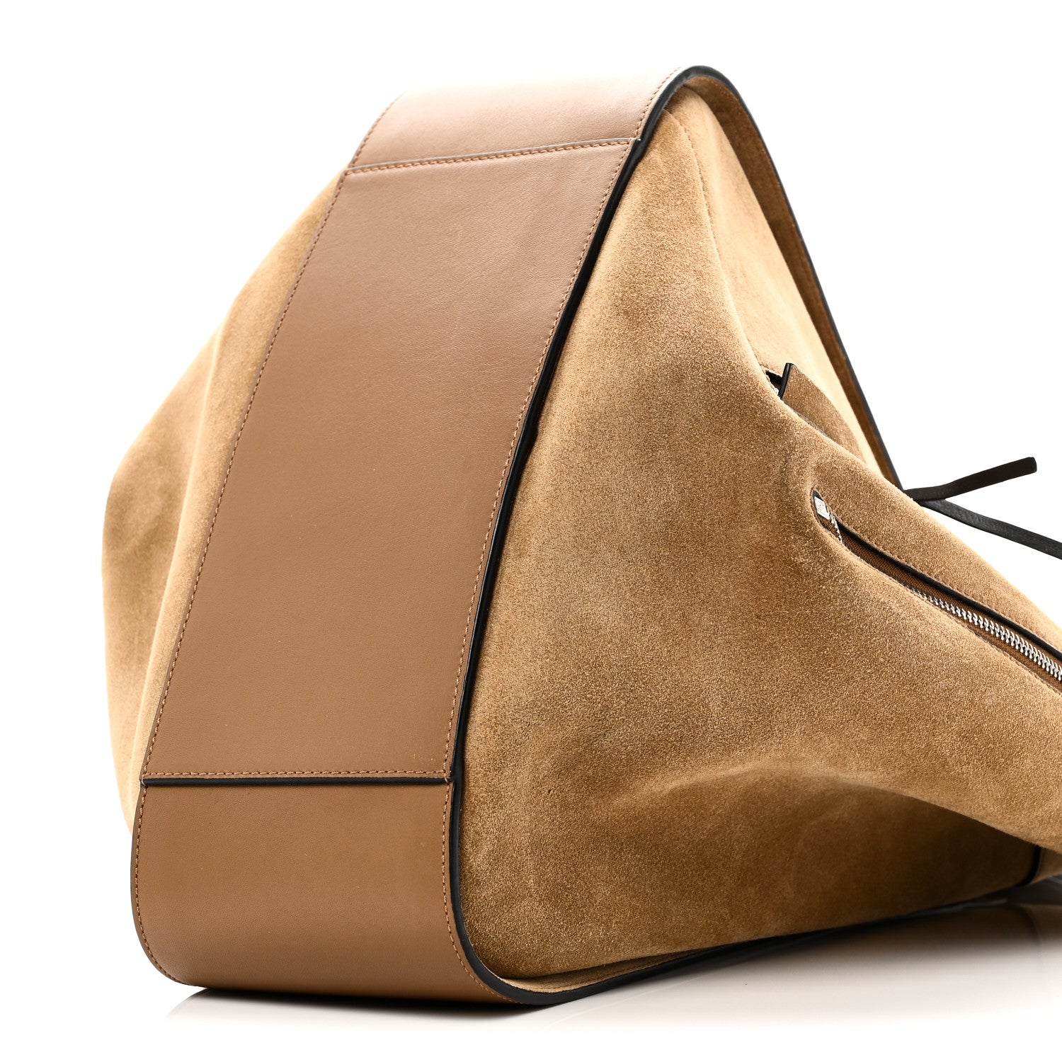 Calfskin Suede Hammock Shoulder Bag Oak Dark Gold Black
