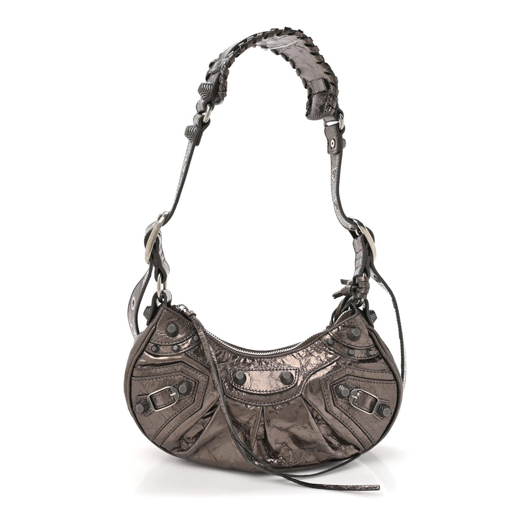 Metallic Agneau Arena Le Cagole Shoulder Bag XS Dark Bronze