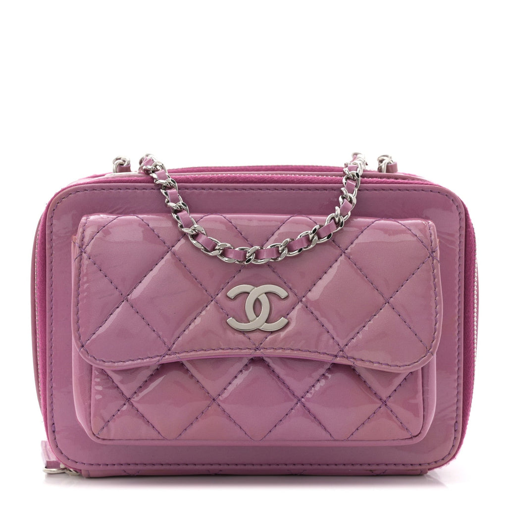 Patent Quilted Small Pocket Box Camera Case Purple