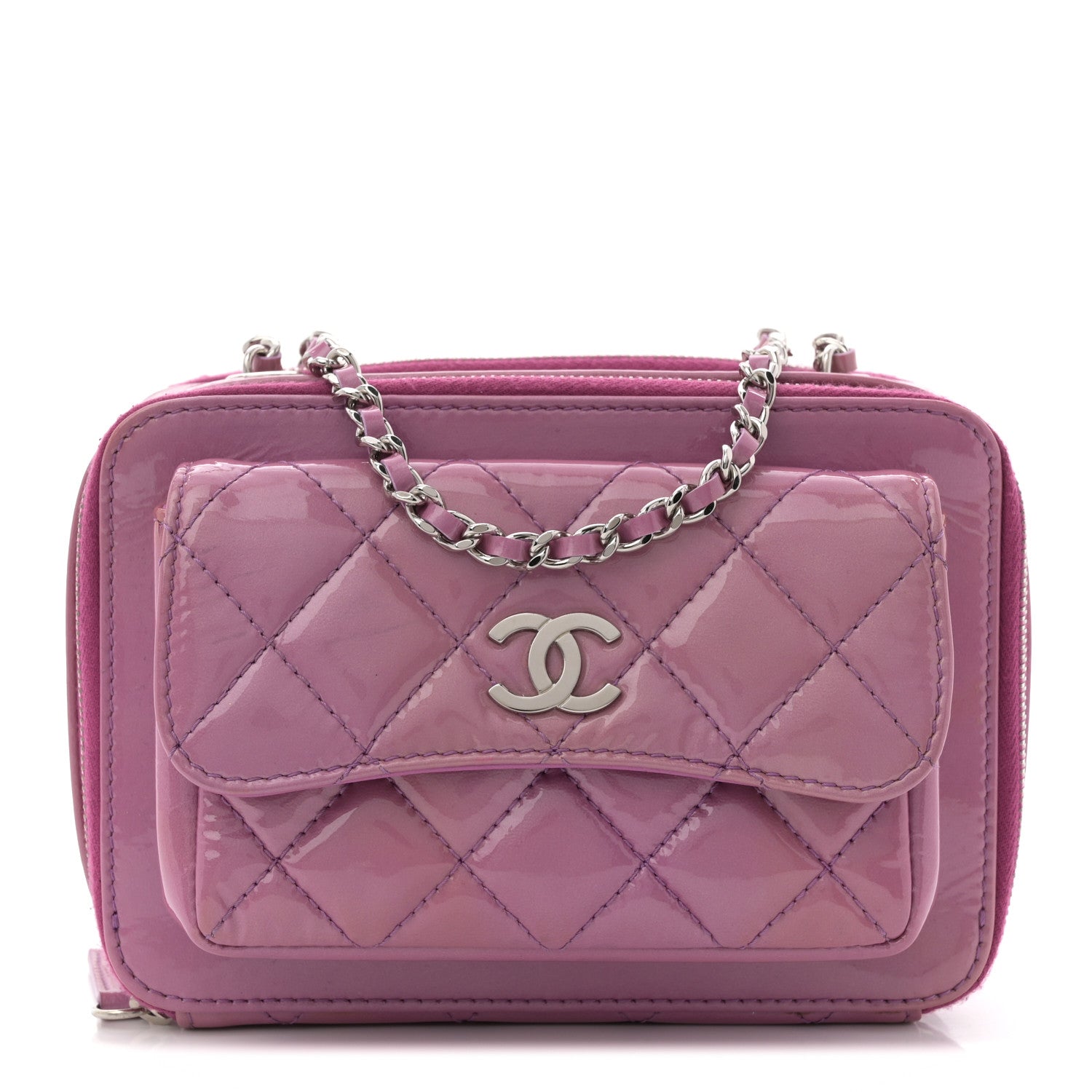 Patent Quilted Small Pocket Box Camera Case Purple
