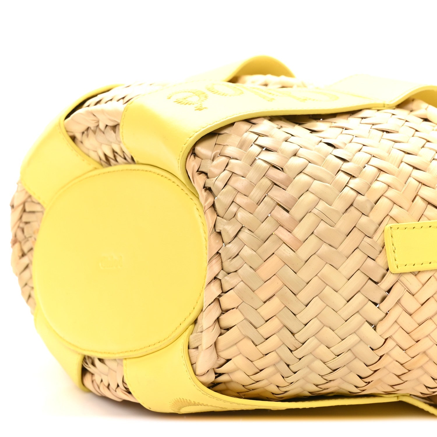 Raffia Smooth Calfskin Small Sense Basket Daffodil Yellow
