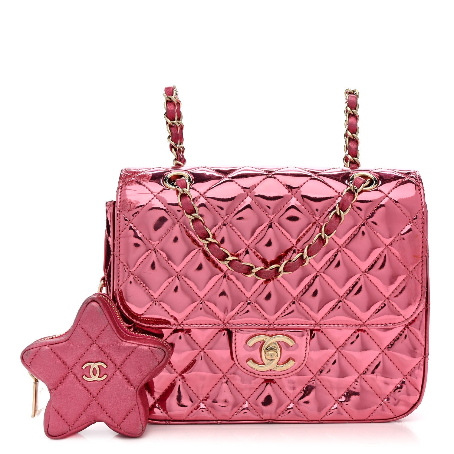 Mirror Calfskin Metallic Calfskin Quilted Hollywood Boulevard Backpack Pink