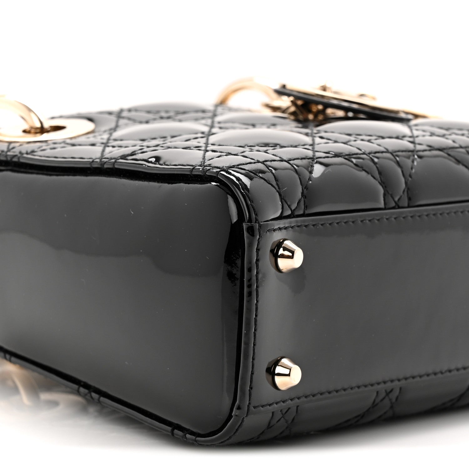Patent Cannage Mini Lady Dior Black