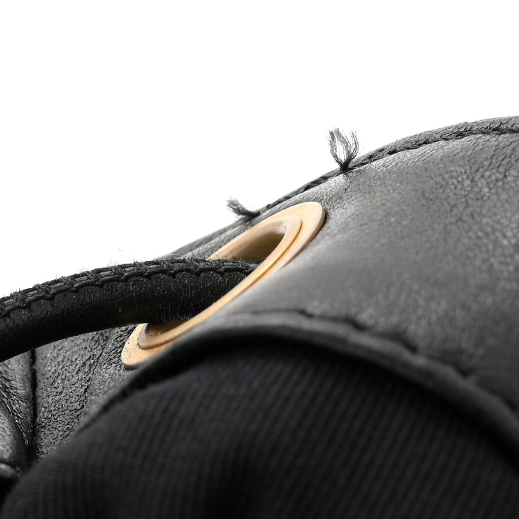 Lambskin Quilted Logo Mini Backpack Black