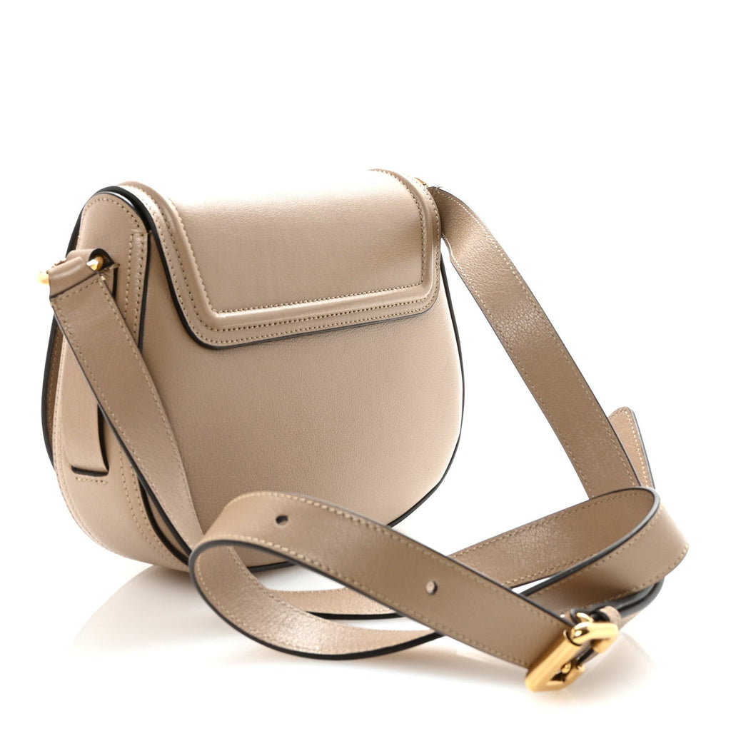 Grained Asian Water Buffalo Horse Medal Saddle Crossbody Bag Boyish Brown