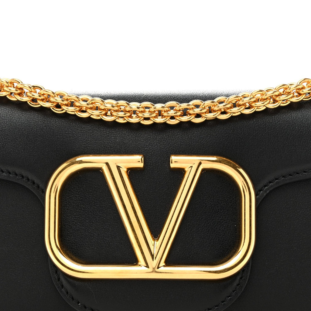 Calfskin Vlogo Small Loco Shoulder Bag Black