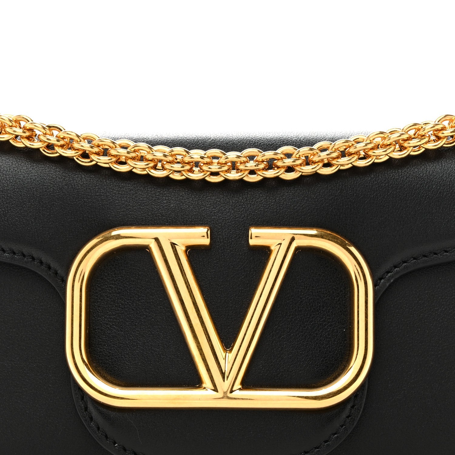 Calfskin Vlogo Small Loco Shoulder Bag Black