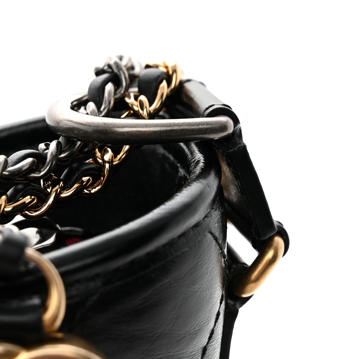 Aged Calfskin Quilted Medium Gabrielle Hobo Black