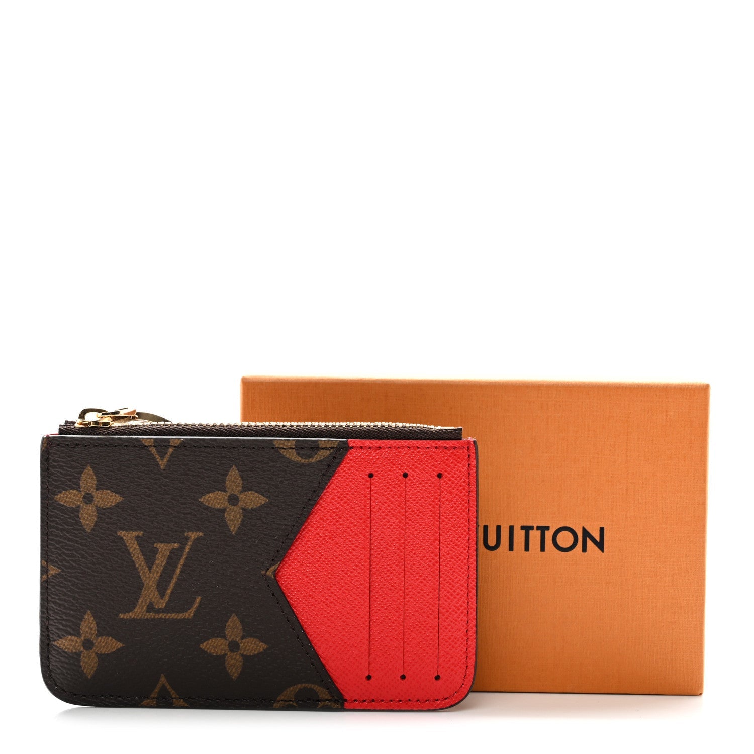 Monogram Zipped Romy  Holder Red