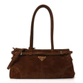 Suede Triangle Medium Bonnie Shoulder Bag Cacao