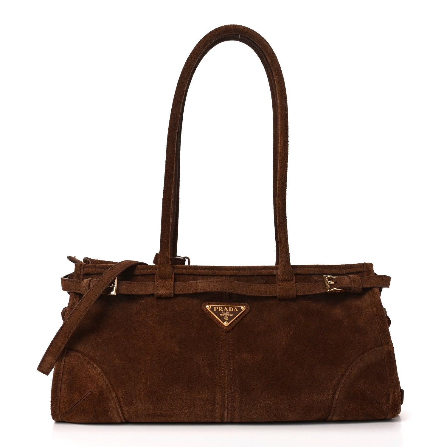 Suede Triangle Medium Bonnie Shoulder Bag Cacao