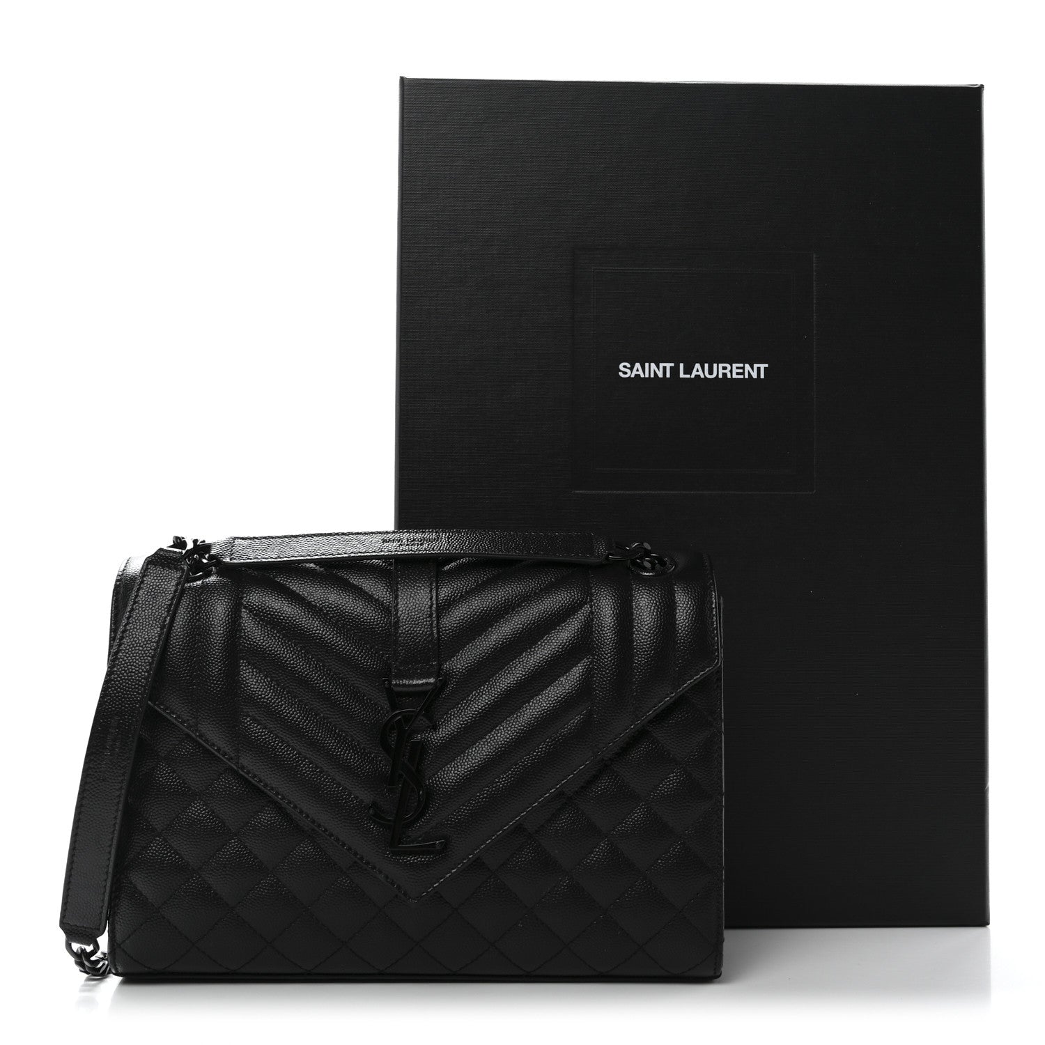 Grain De Poudre Textured Mixed Matelasse Triquilt Medium Monogram Monochrome Satchel Black