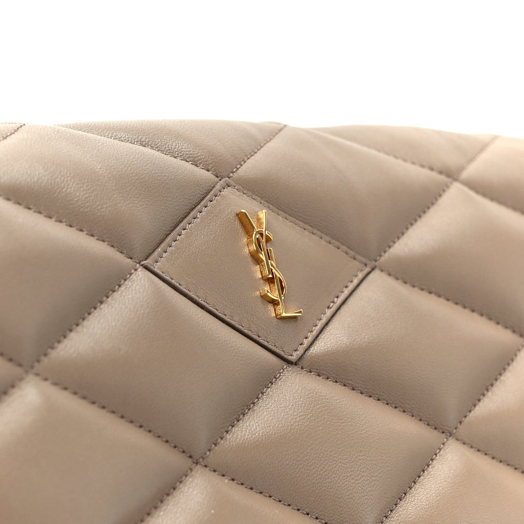Lambskin Quilted Sade Puffer Envelope Clutch  Taupe