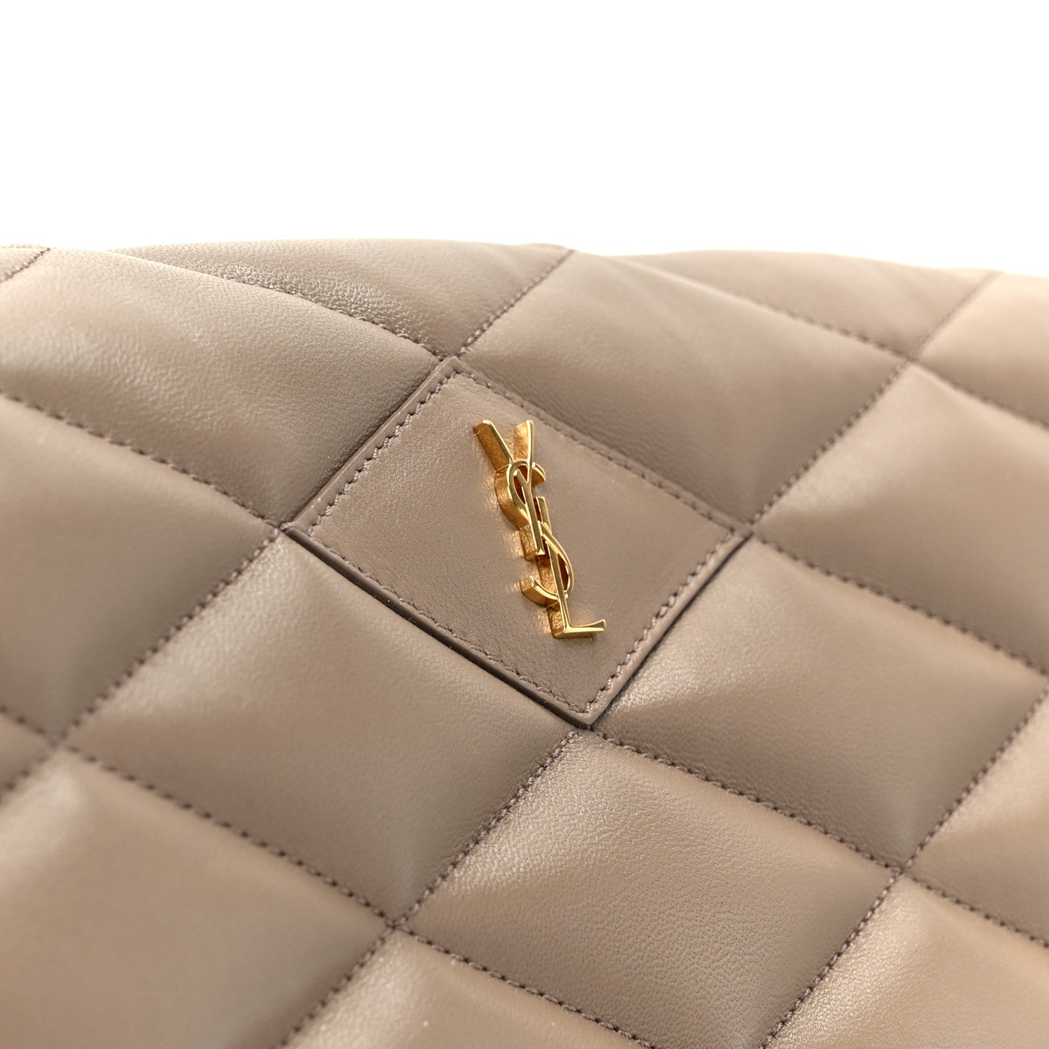 Lambskin Quilted Sade Puffer Envelope Clutch  Taupe