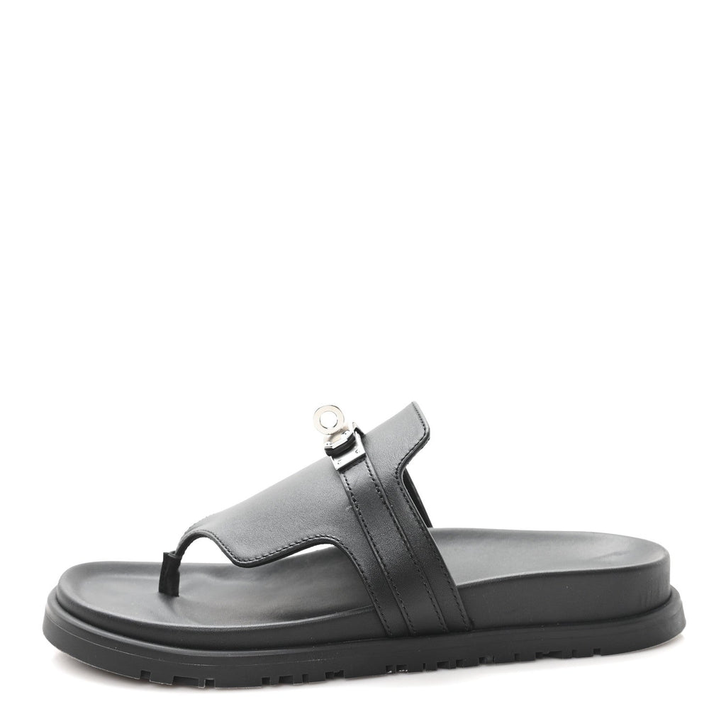 Calfskin Womens Empire Sandals 36 Black