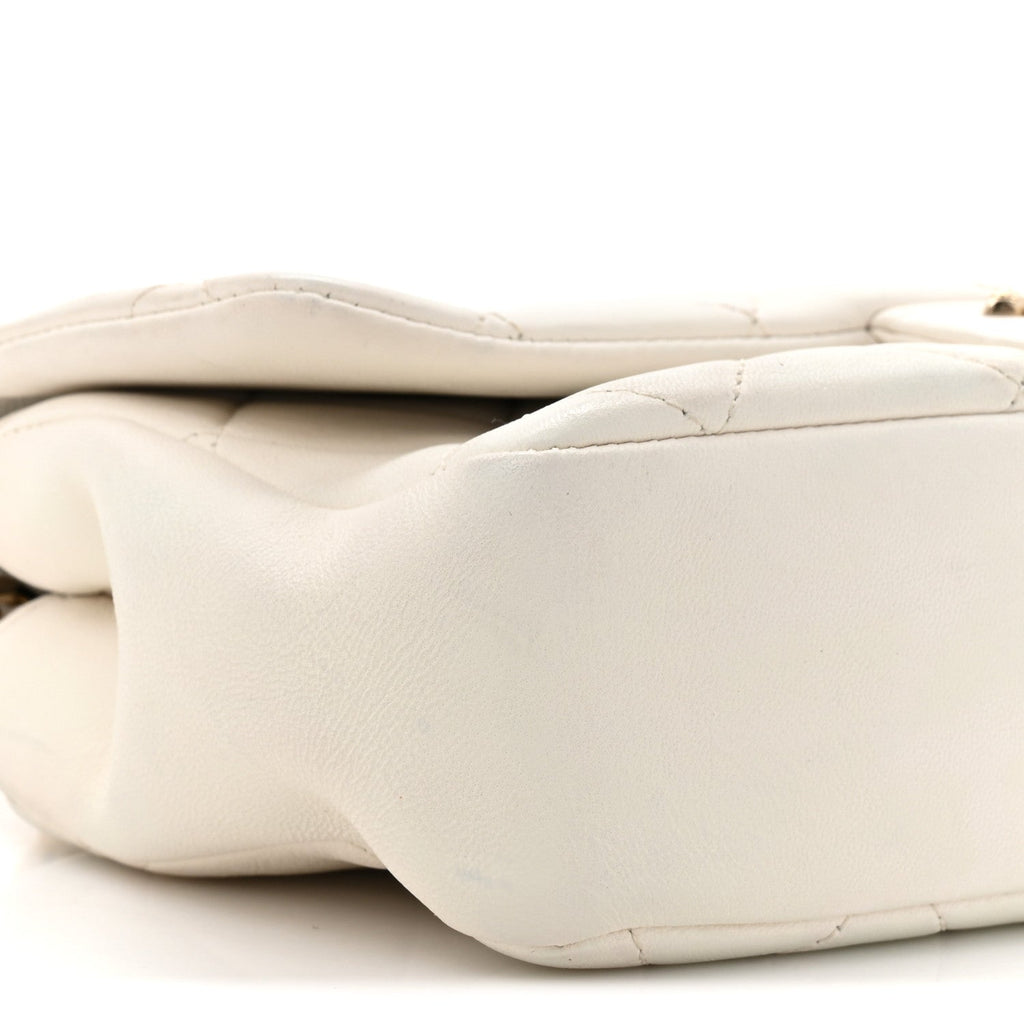 Lambskin Quilted Resin Bi-Color Chain Flap Bag White