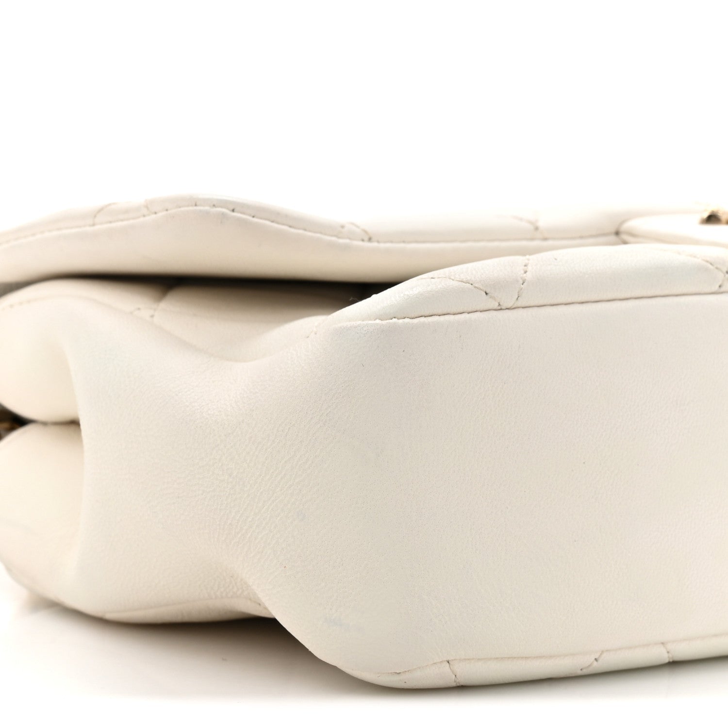 Lambskin Quilted Resin Bi-Color Chain Flap Bag White